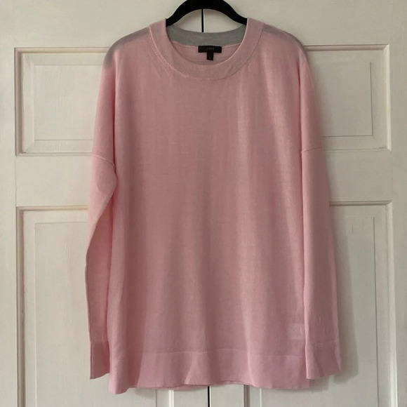 J. Crew Crew‎ Neck Margot Light Pink 100% Merino Wool Sweater Size S Oversized - Picture 5 of 10